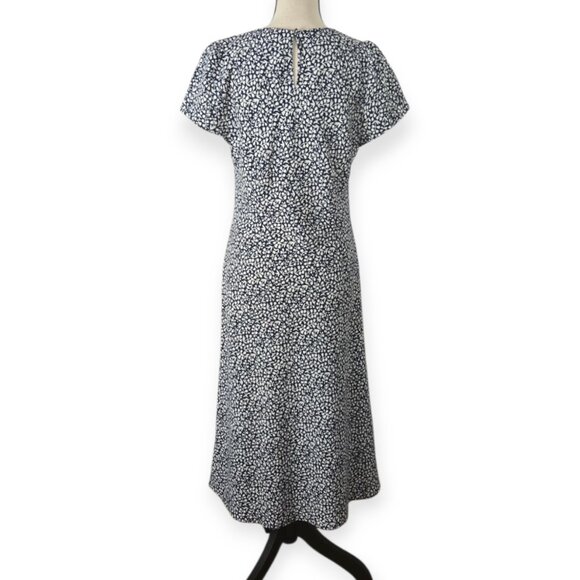 J. Crew Navy & White Floral Crepe Midi Dress – Size 10 (NWOT) - Picture 6 of 10